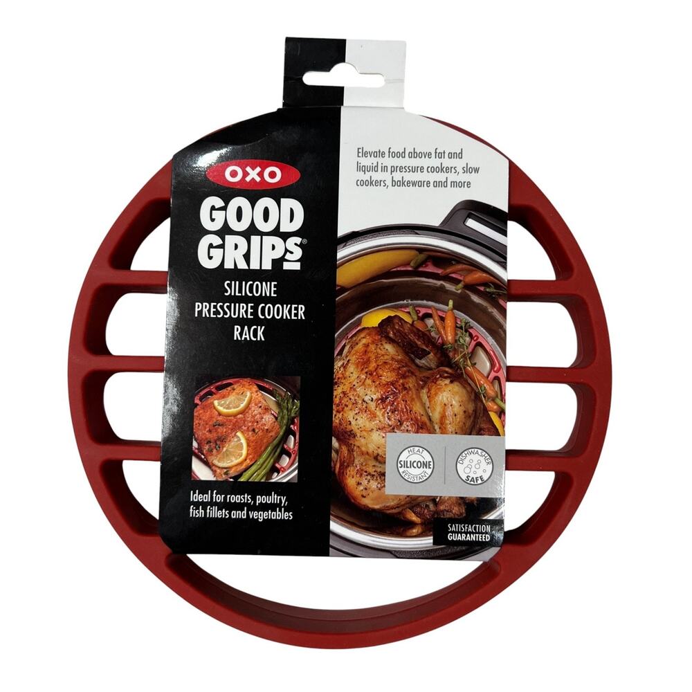 OXO Good Grips Silicone Pressure Cooker Rack Red Roasting Trivet NEW